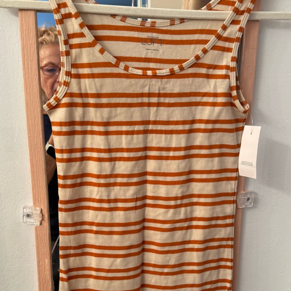Ann Taylor LOFT Orange Striped Top